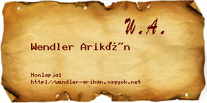 Wendler Arikán névjegykártya